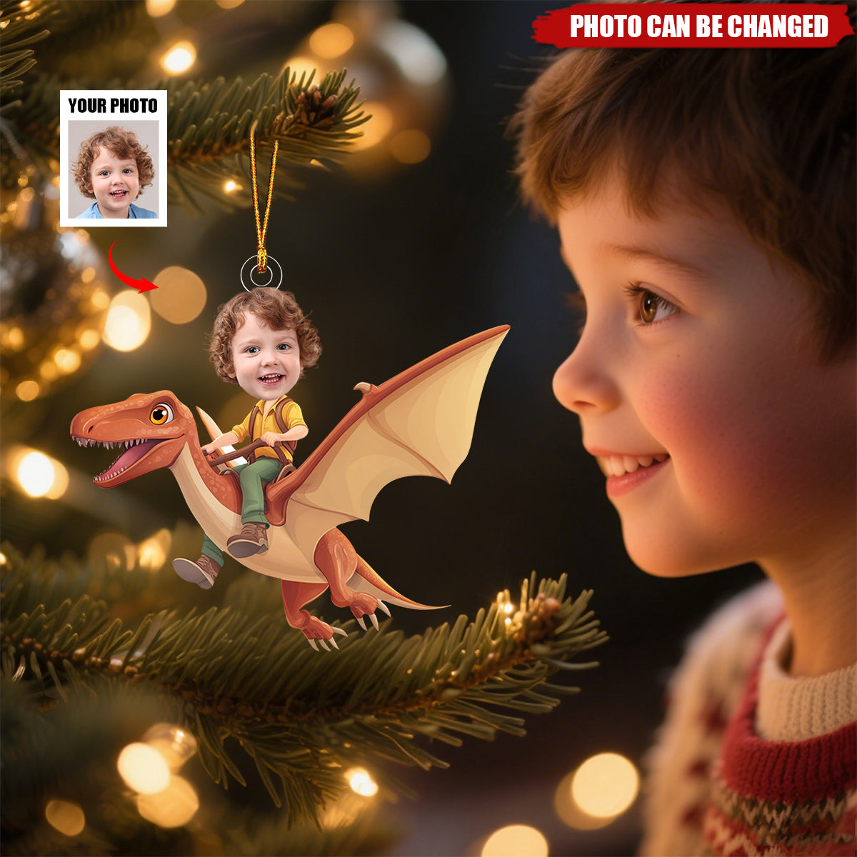 Adventure Riding Dinosaur - Favorite Dino For Kids - Personalized Acrylic Photo Ornament