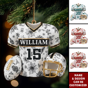 American Football Jersey Toile de Jouy - Personalized Acrylic Christmas Ornament