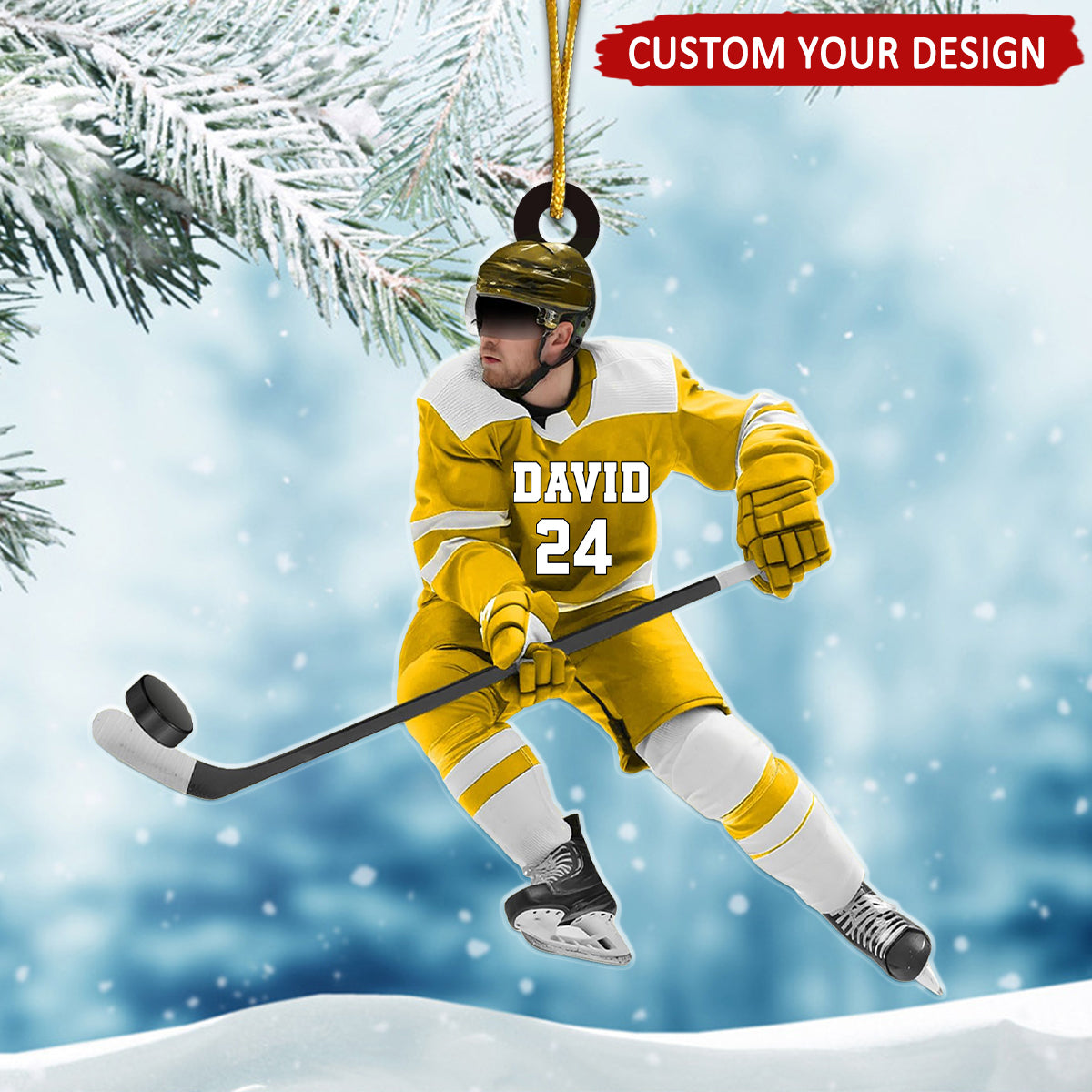 Ice Hockey Man Personalized Christmas Ornament, Gift For Ice Hockey Player