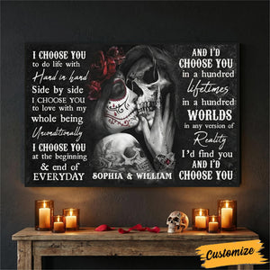 Sugar Skull I Choose You Personalized Poster For Couple