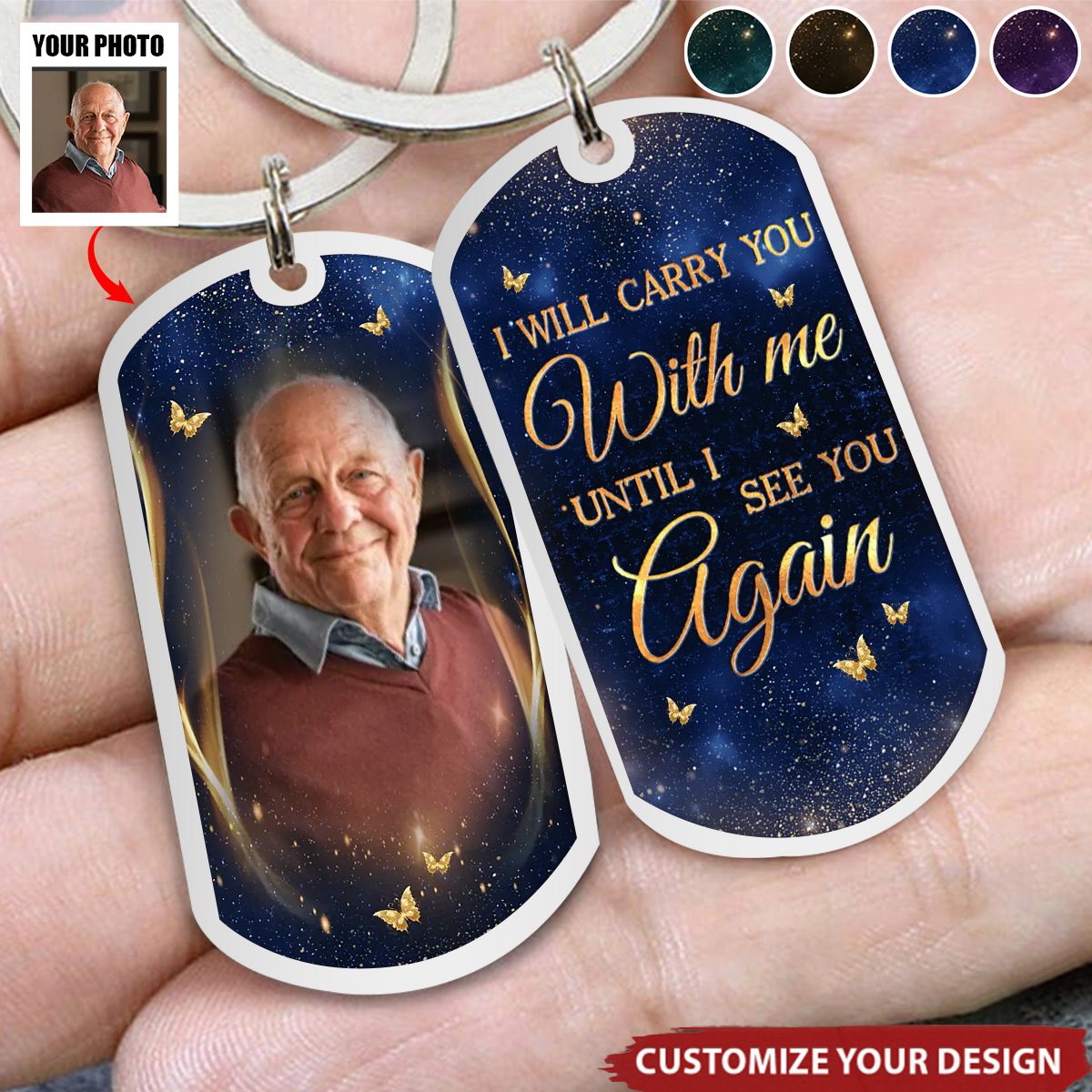 Custom Photo I Will Carry You With Me - Memorial Keychain - Sympathy Gift, Christmas Gift For Family Members