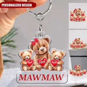 Grandma/ Mama Bear With Little Bear Kids Personalized Acrylic Keychain