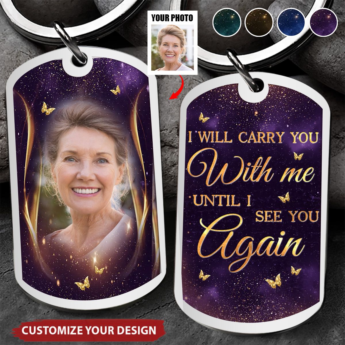 Custom Photo I Will Carry You With Me - Memorial Keychain - Sympathy Gift, Christmas Gift For Family Members