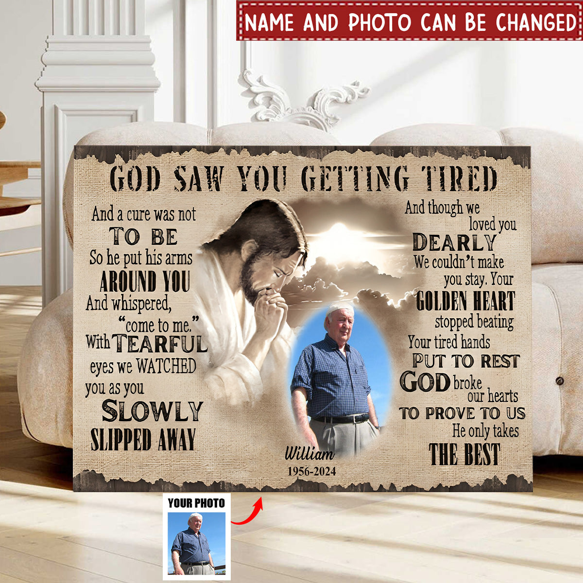 Custom Photo - God Saw You Getting Tired And Though We Loved You - Personalized Custom Poster - Memorial Poster