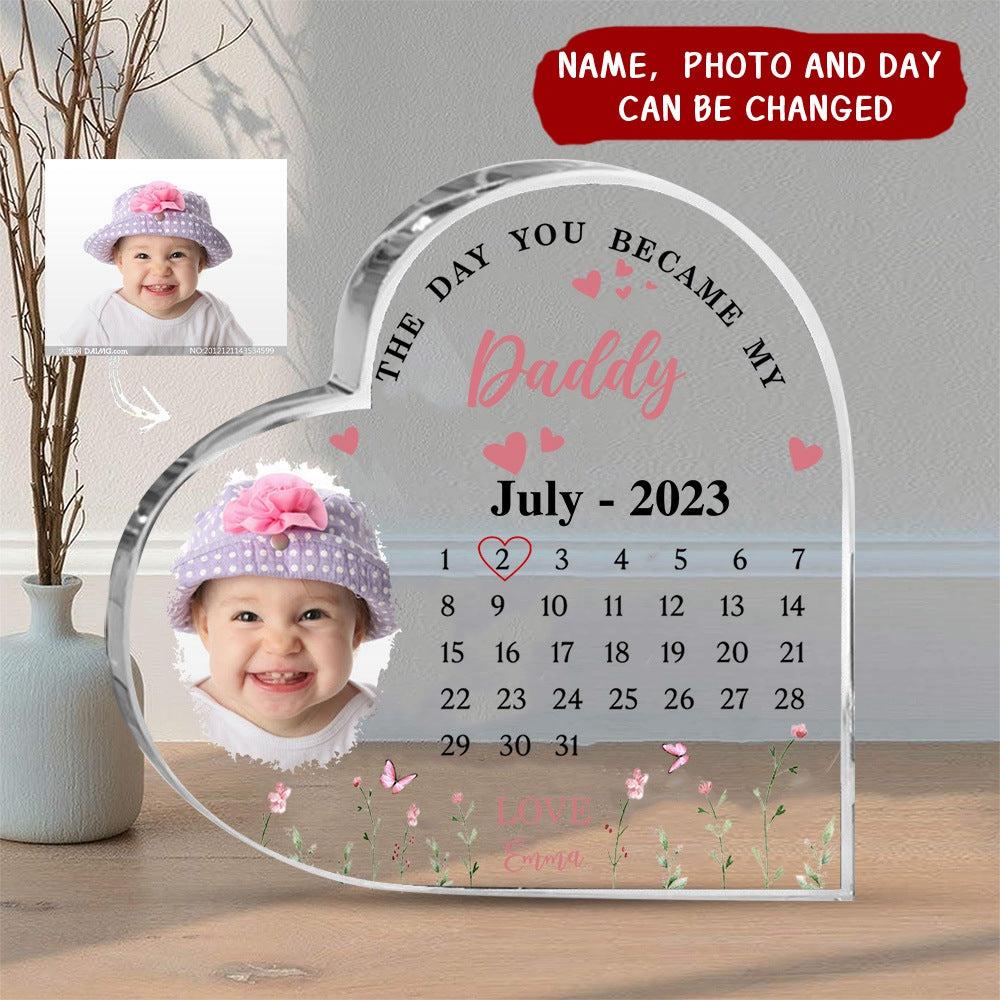 The Day You Became My Mommy Heart-shaped Personalized Acrylic Plaque