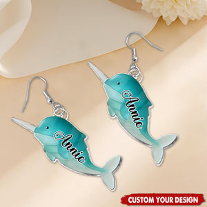 Sea Glass Turtle - Personalized Turtle Earrings