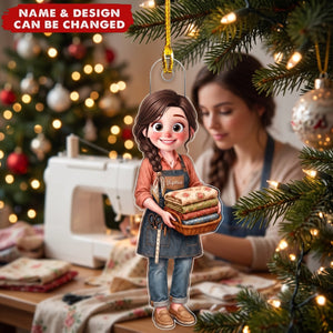 Sewing Is My Happy Place - Personalized Acrylic Custom Shape Ornament