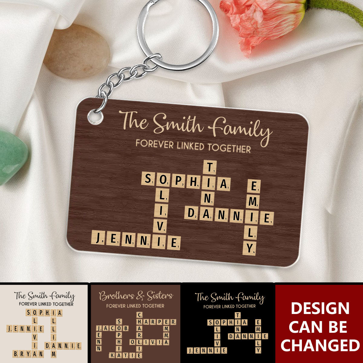 Forever Linked Together Crossword Puzzle Art Personalized Acrylic Keychain