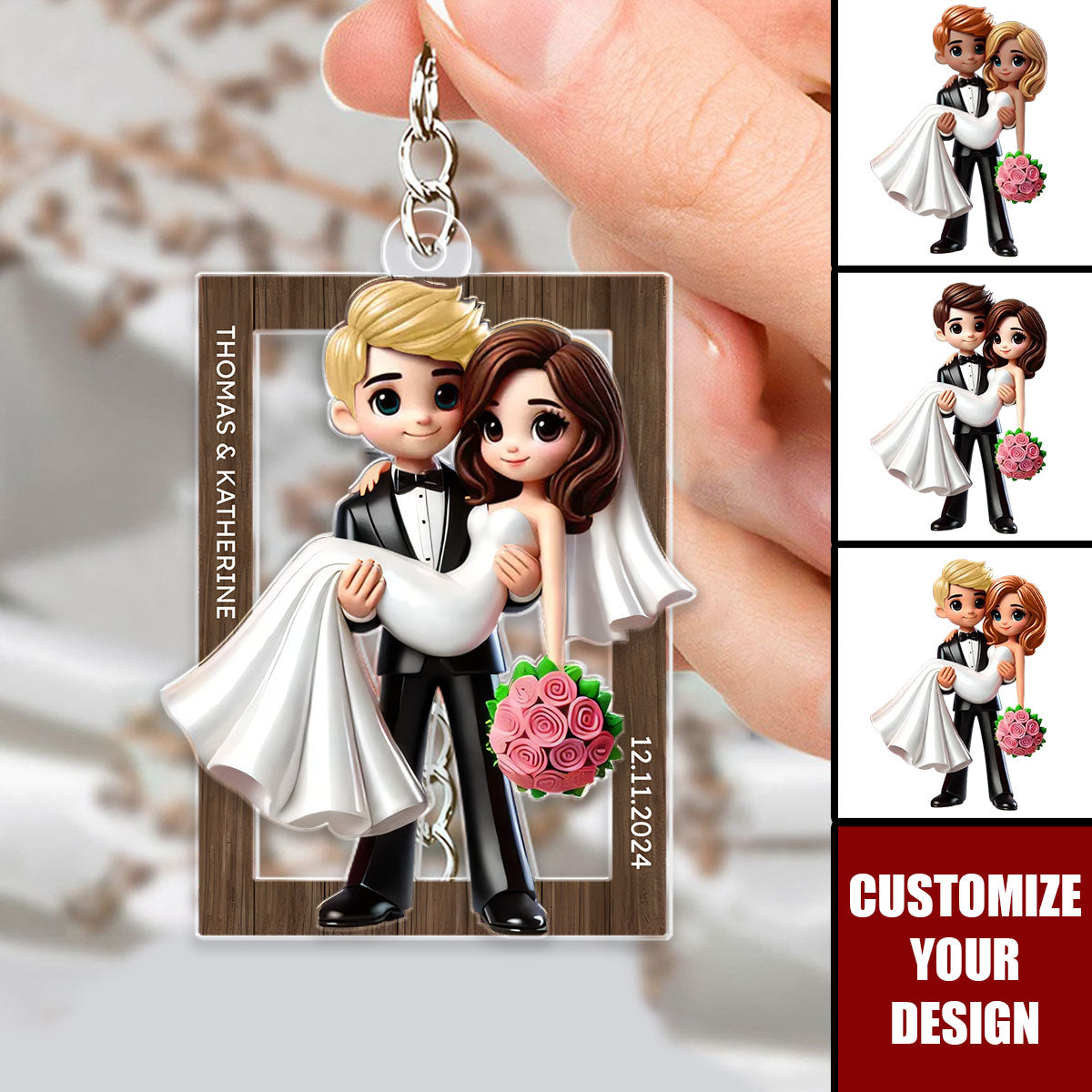 Mr Mrs Married Couple - Personalized 2 - Layered Acrylic Keychain