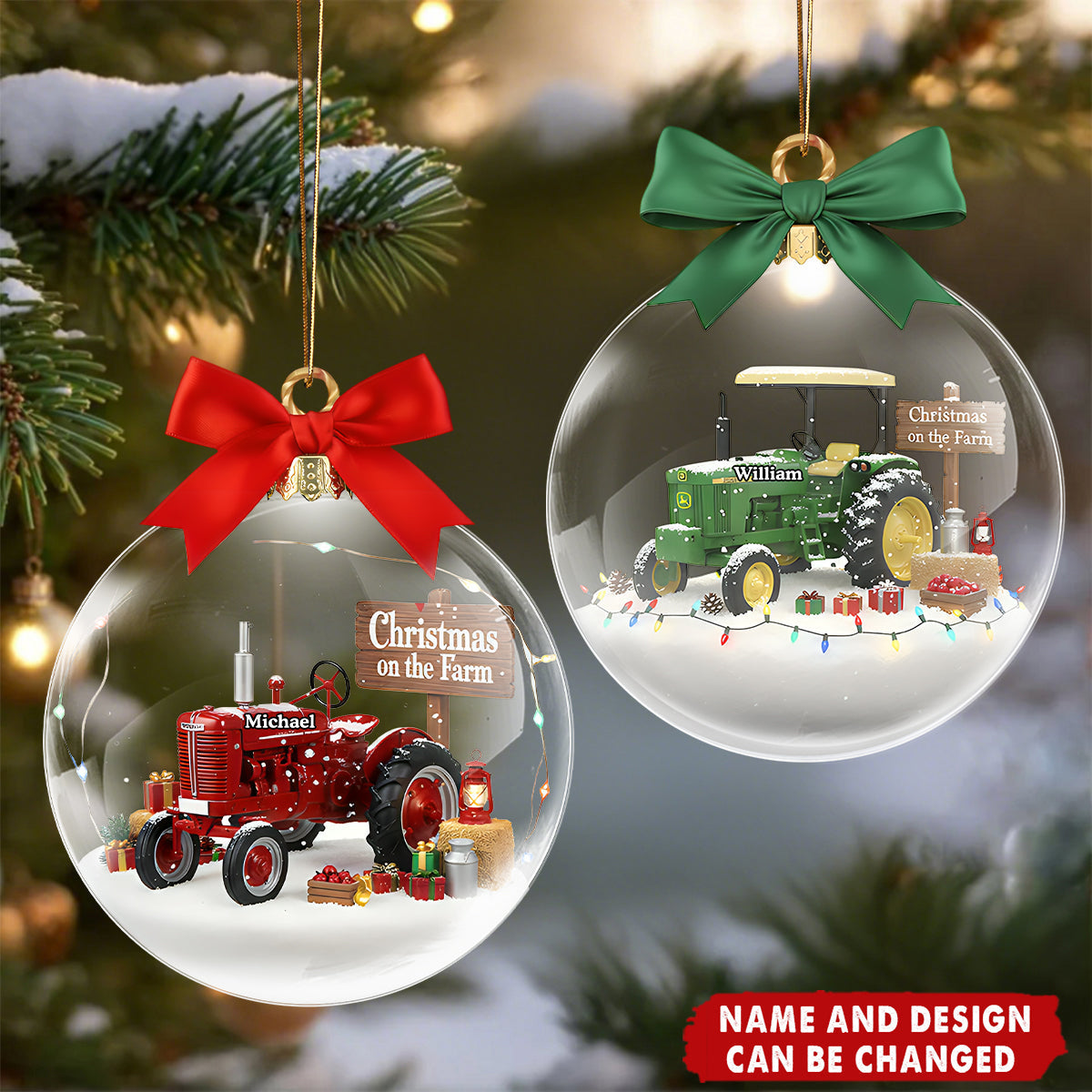 Farm Tractors - Personalized Christmas Acrylic Ornament