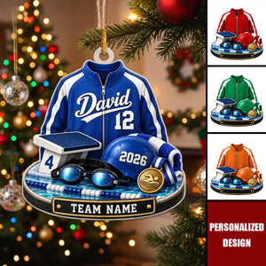 Personalized Swimmer Christmas Ornament, Swim Team Gift Ornament