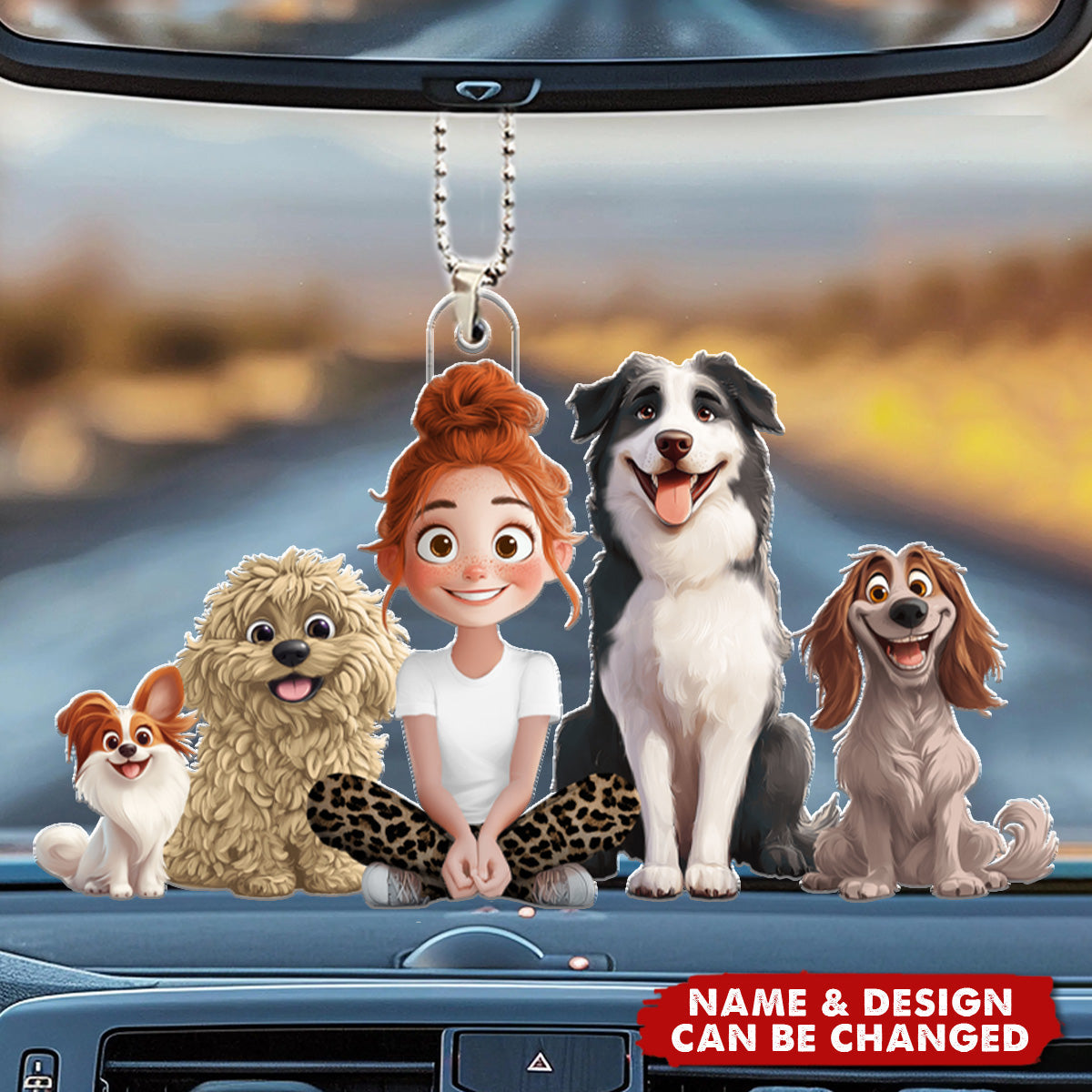 A Girl & Her Dogs - Personalized Car Ornament - Gifts For Dog Lovers