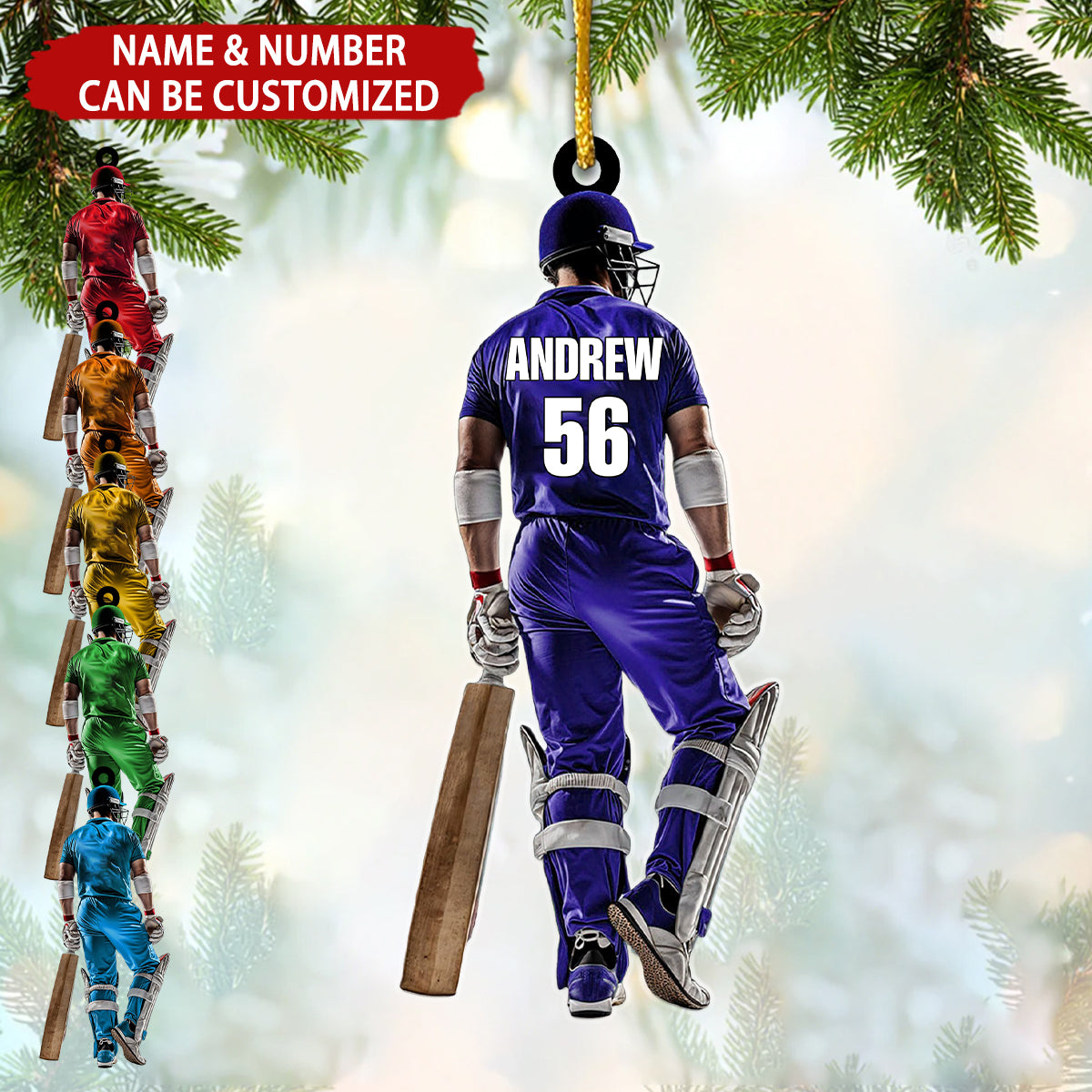 Cricket Player Personalized Christmas Ornament, Gift For Cricket Lover