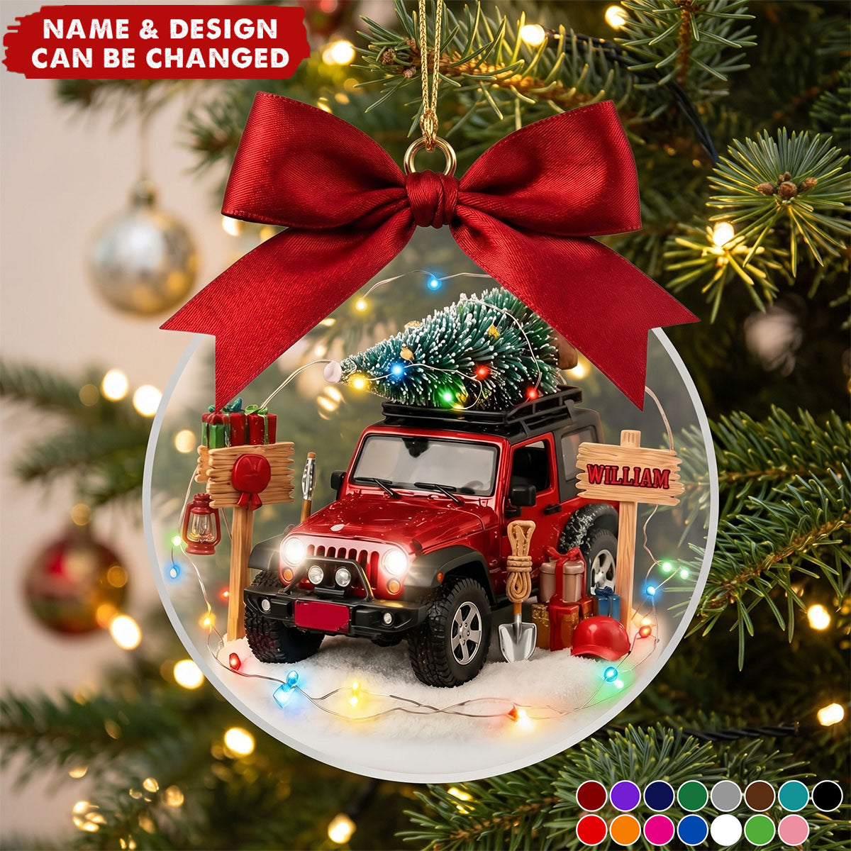 Personalized Off Road Christmas Ornament, Custom Name Jeep Style Ornament, Adventure Car Christmas Gift
