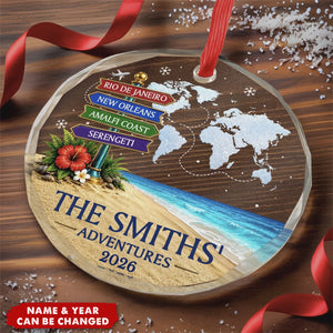 Custom Circle Glass Ornament - Personalized Christmas Birthday Gifts For Mom, Dad, Brother, Sister - Best Vacation With My Family
