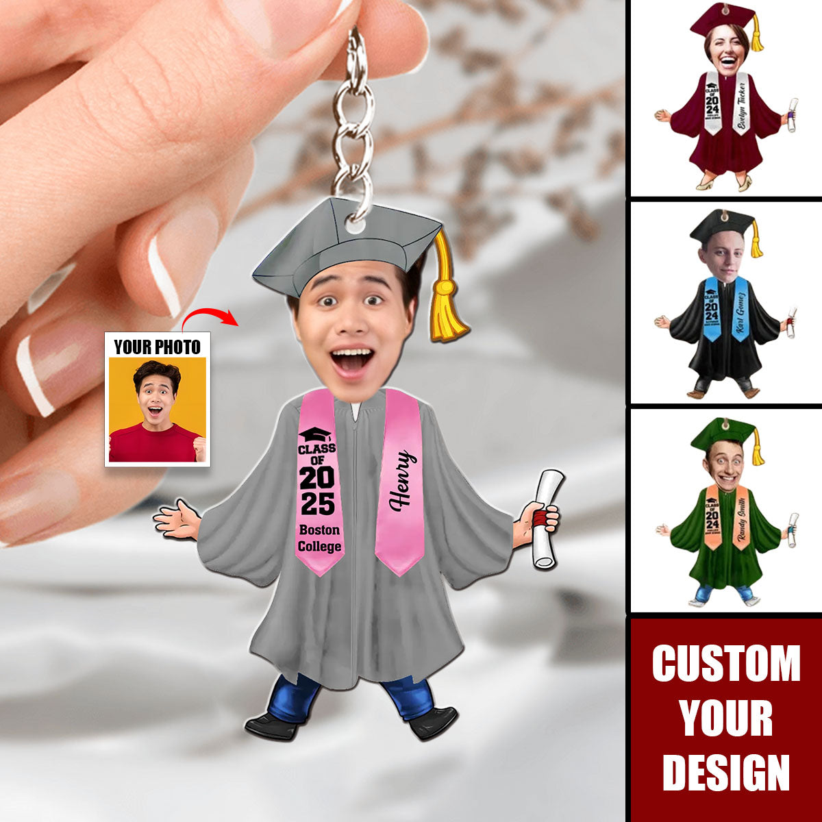 Custom Photo Graduation Gift - Personalized Keychain