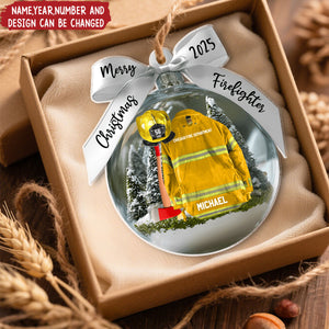 Firefighter Helmet Armor - Personalized Christmas Acrylic Ornament