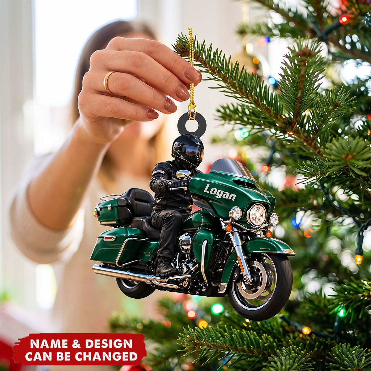 Custom Motorcycle Christmas Ornament, Biker Keepsake