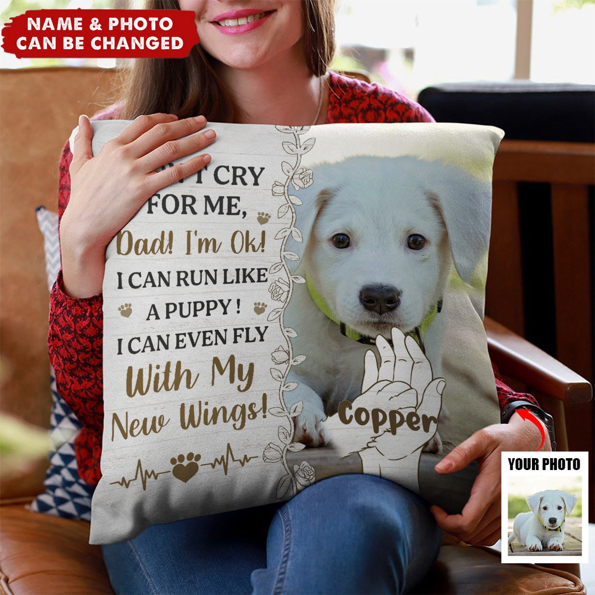 Custom Photo Don't Cry For Me Memorial - Personalized Pillow