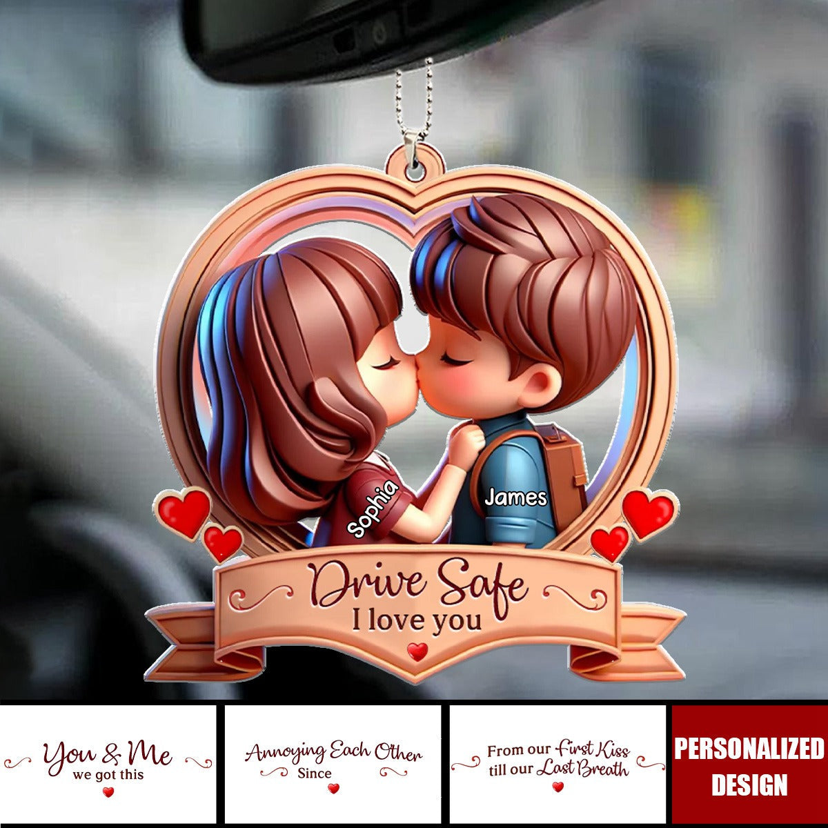 Personalized Couple Acrylic Ornament - Gift Idea For Couple - Drive Safe I Love You