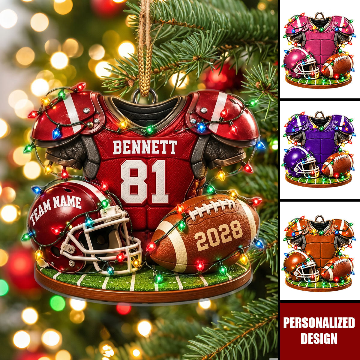 Personalized Football Ornament Custom Jersey & Helmet Keepsake