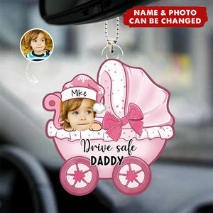 Custom Photo Daddy Mommy I Travel With You - Family Personalized Custom Car Ornament - Acrylic Custom Shaped - Gift For Family Members