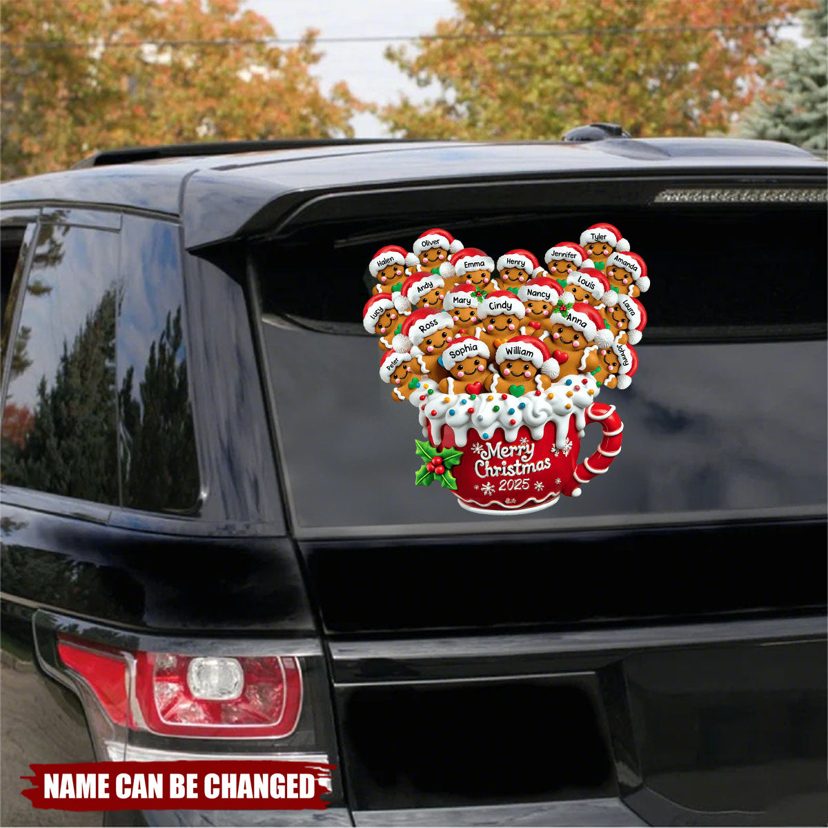 Merry Christmas - Personalized Gingerbread Family Decal