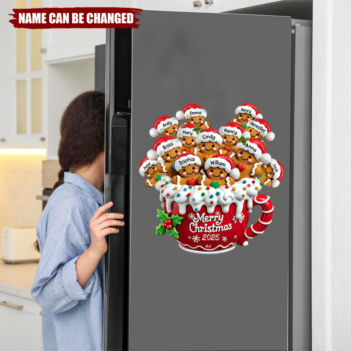 Merry Christmas - Personalized Gingerbread Family Decal