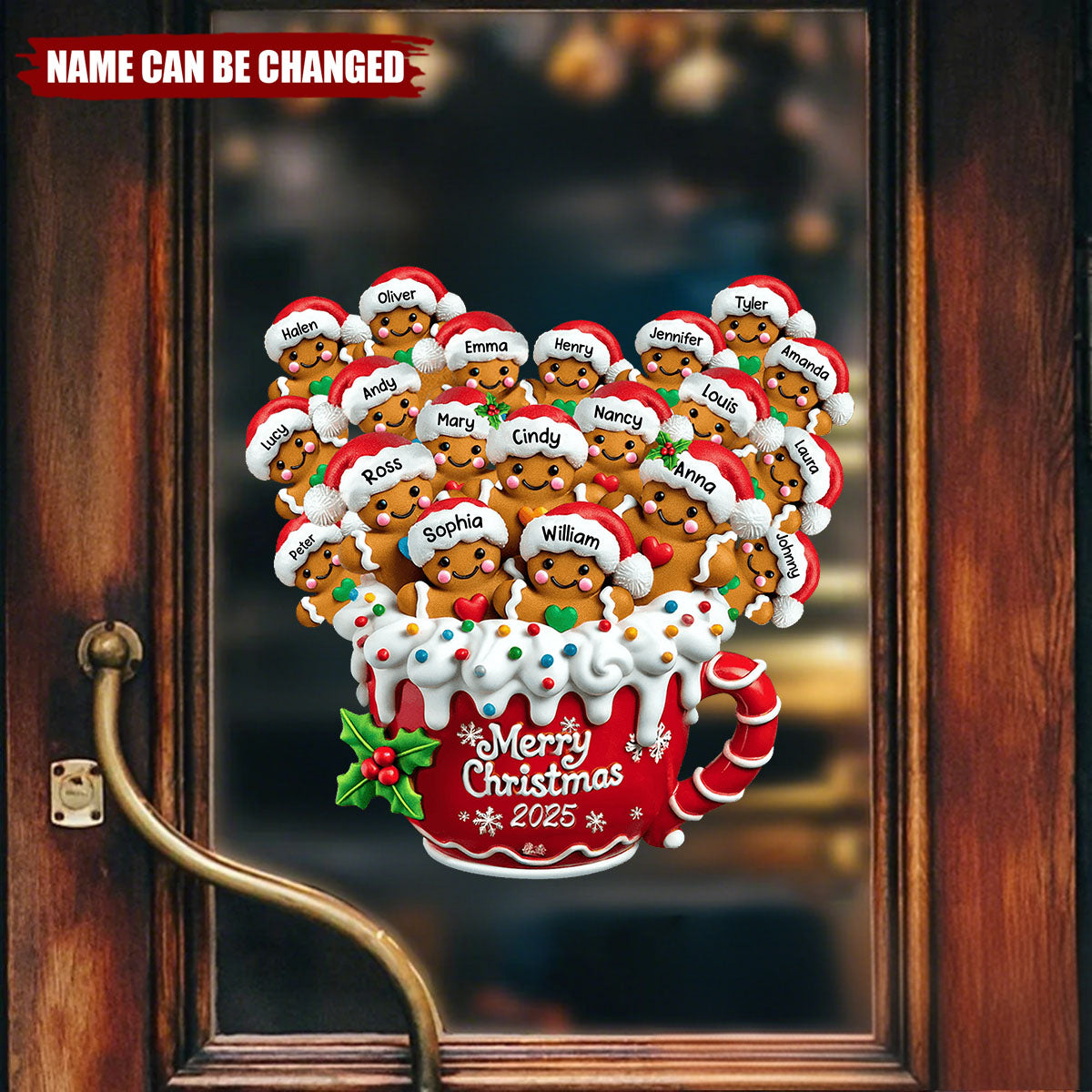 Merry Christmas - Personalized Gingerbread Family Decal