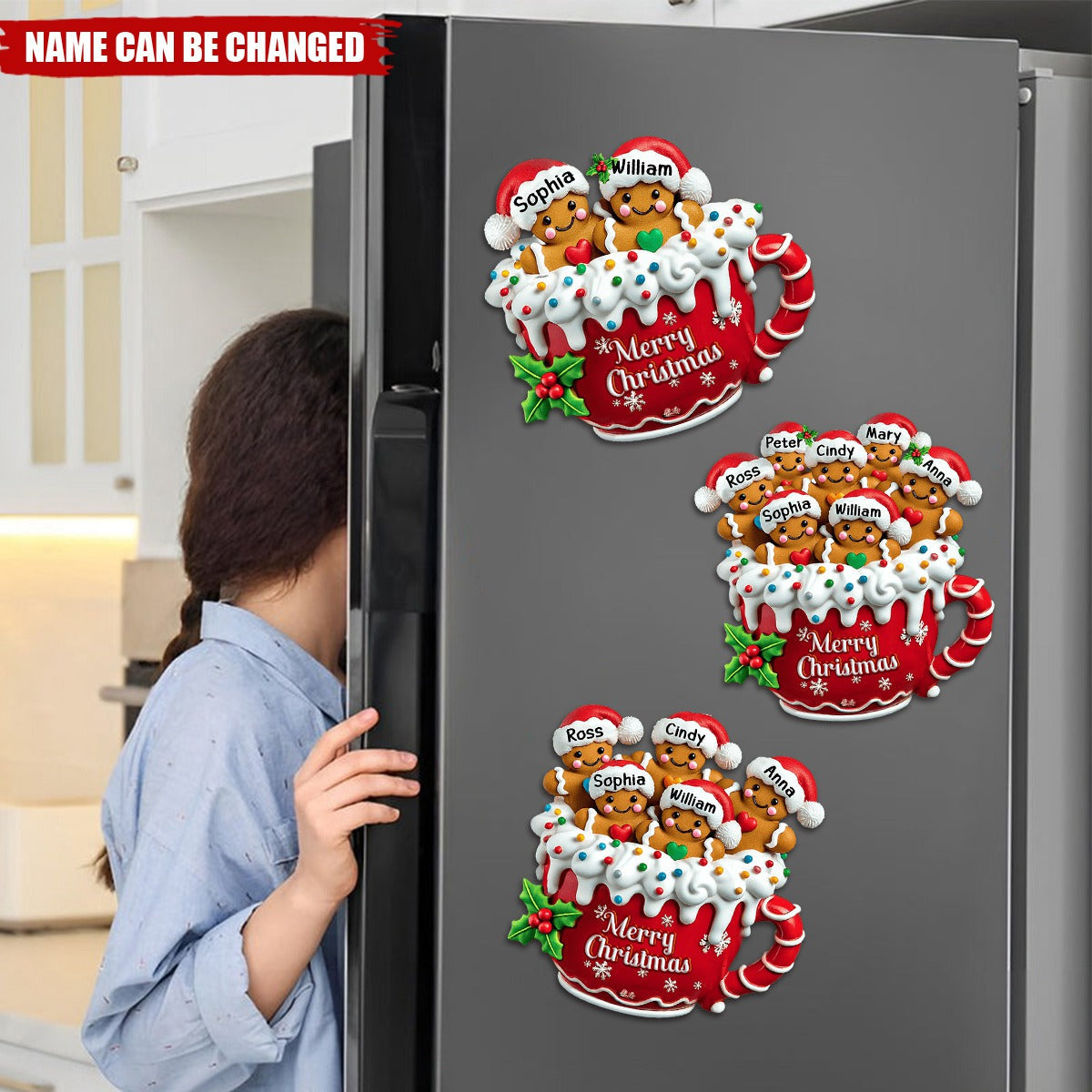 Personalized Merry Christmas Gingerbread Family Decal