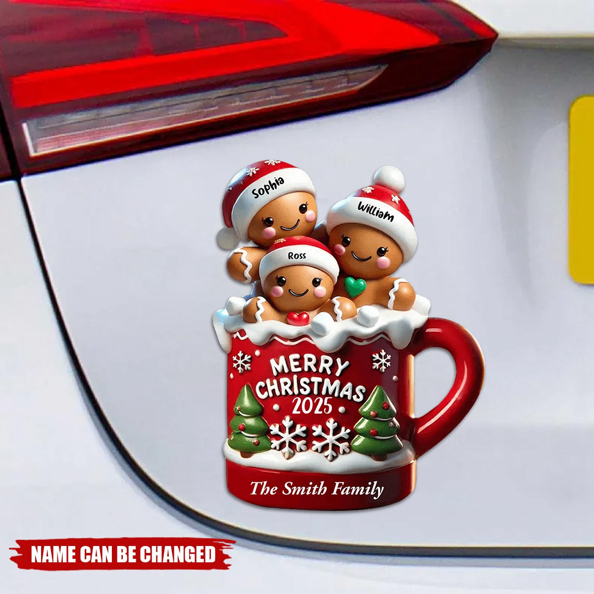 Gingerbread Family In Hot Cocoa Christmas Decor Personalized Decal