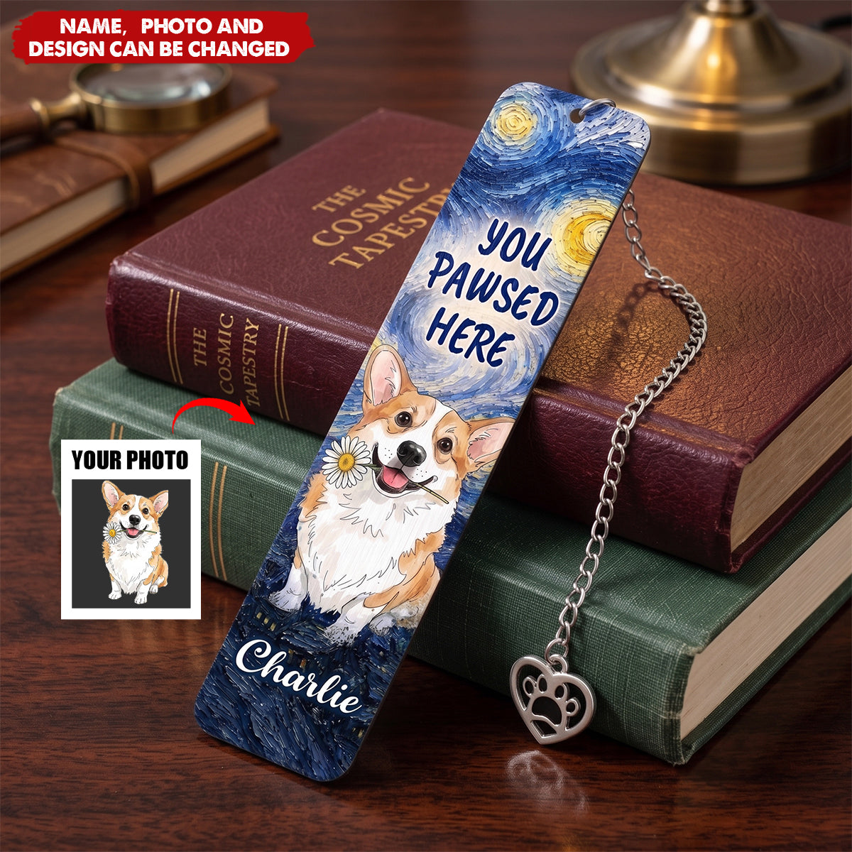 Custom Photo Bookmark - Personalized Bookish Gifts For Book Lovers, Bookworms, Dog Dad And Mom, Cat Owners - Paws, Read, Repea