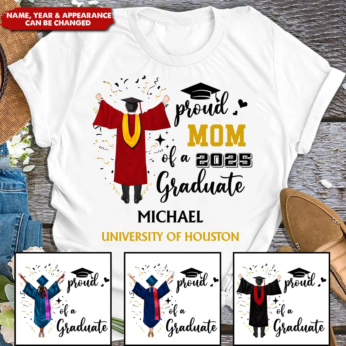 Proud Mom Of A 2025 Graduate - Personalized Shirt - Gift For Graduate