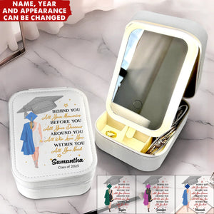 Behind You All Your Memories - Family Personalized Custom Jewelry Box LED Makeup - Graduation Gift For Family Members, Siblings, Brothers, Sisters
