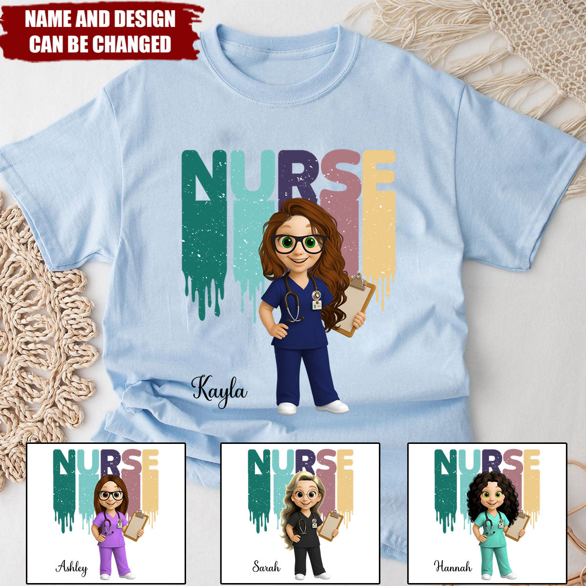 Medical Symbols And Nurse Cartoon - Personalized Shirt - Gift For Nurse