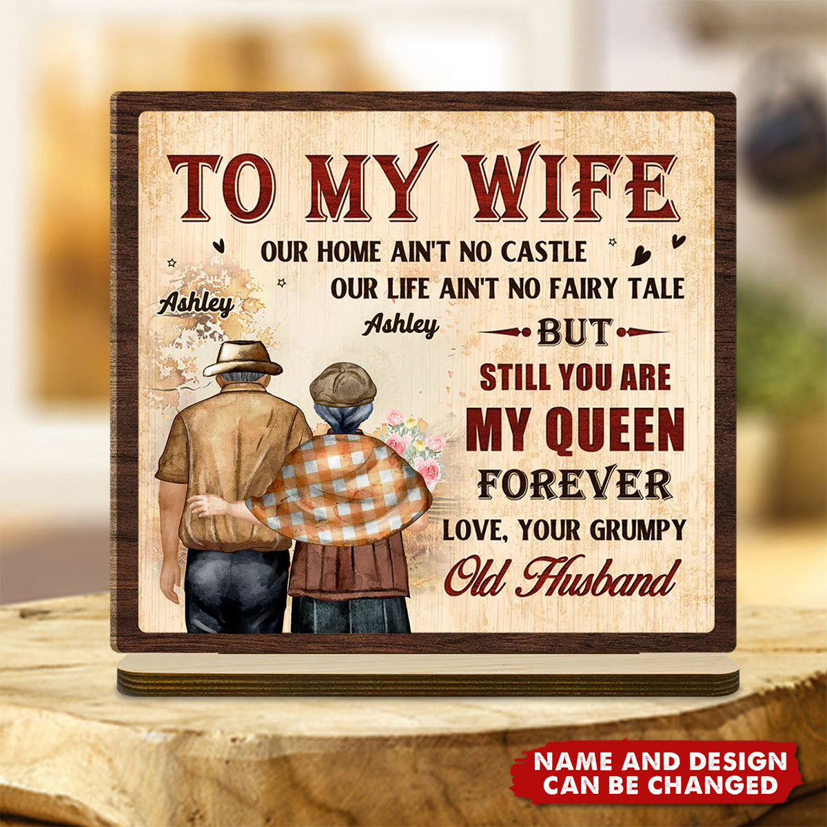 To My Queen - Personalized 2-Layered Standing Wooden Plaque
