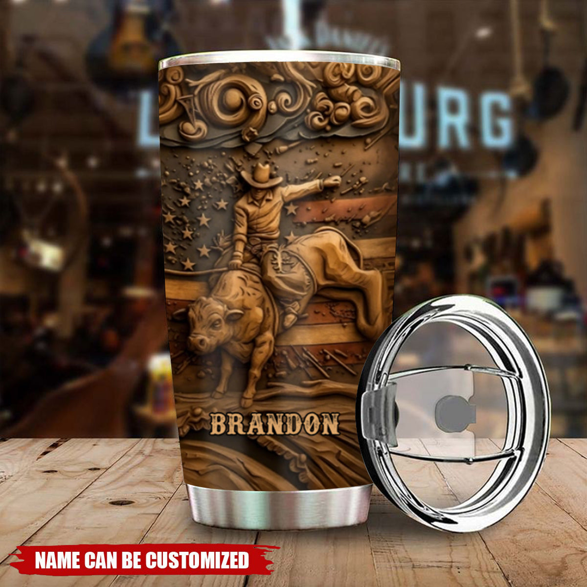 Proud Strong Man - Personalized Bull Riding Tumbler