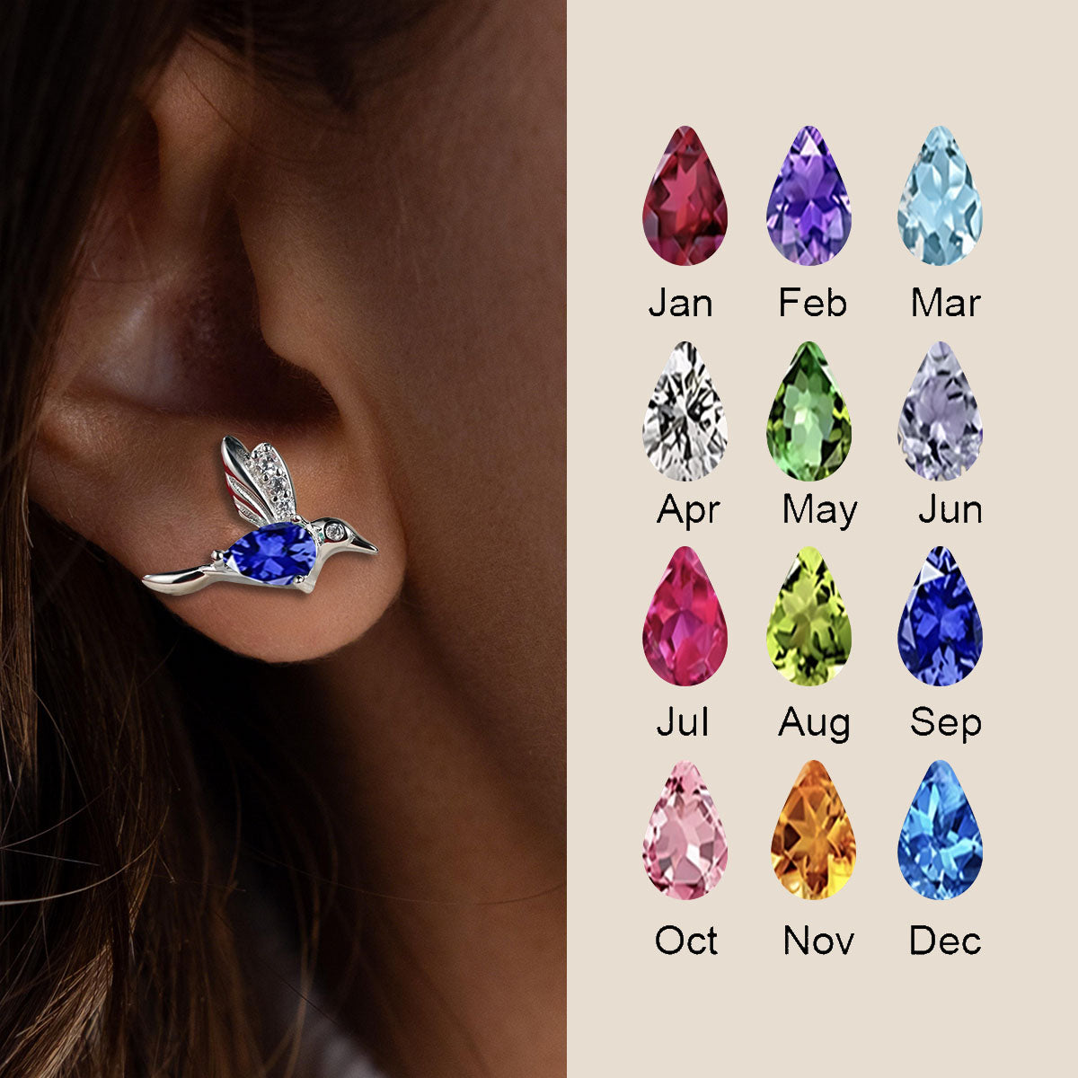 Boho Style, Cute Hummingbird Design -Personalized Earrings, Perfect for Daily Wear & Gifts