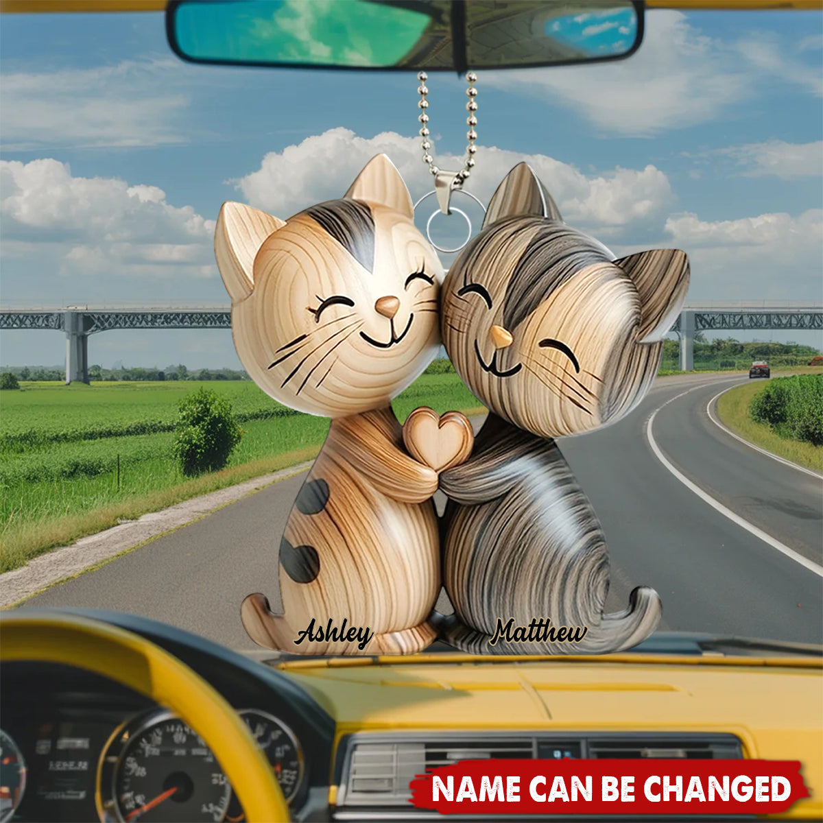 Cute Cat Couple - Personalized Acrylic Ornament, Car Hanger