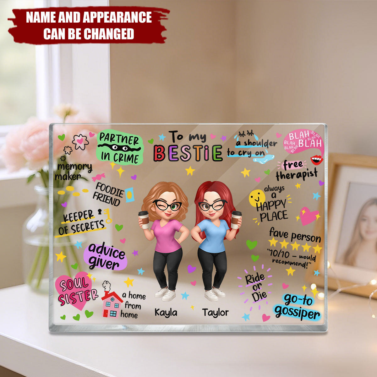To My Bestie - Personalized Acrylic Block Plaque, For Sisters