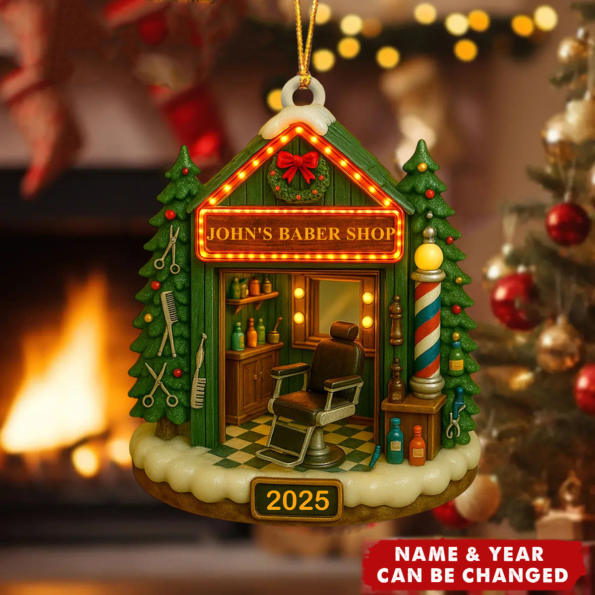 Celebrate Your Favorite Barber With A Barber Shop Design - Personalized Wooden Ornament