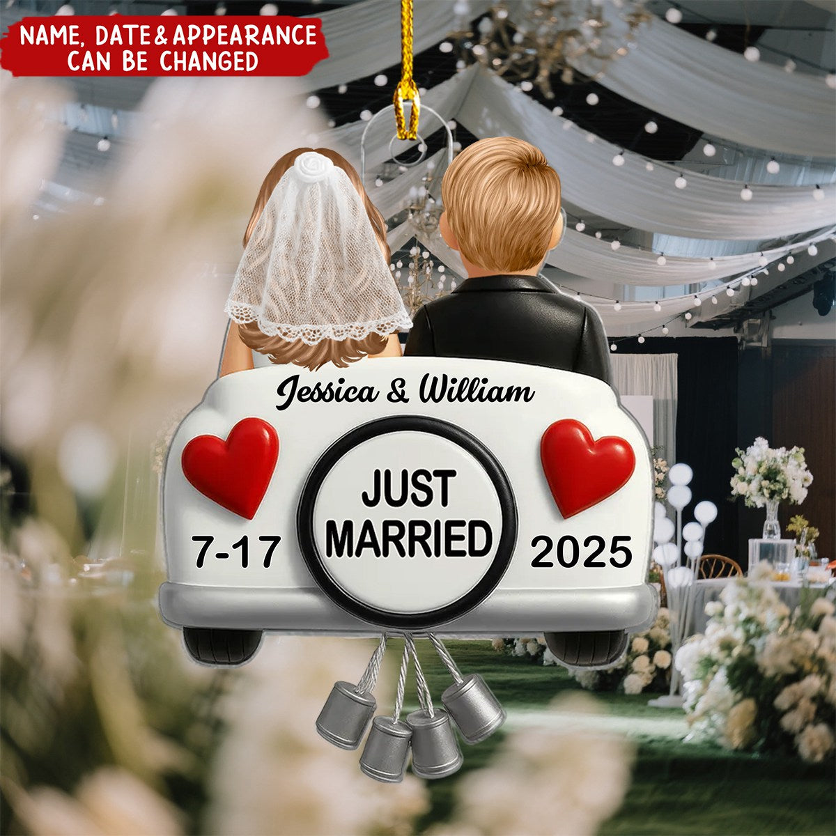 Just Married Couple First Christmas Married - Personalized Christmas Acrylic Ornament