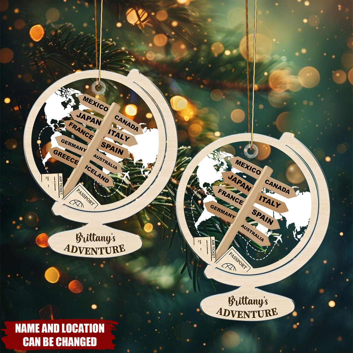 Travel Adventure - Personalized Christmas Acrylic Ornament
