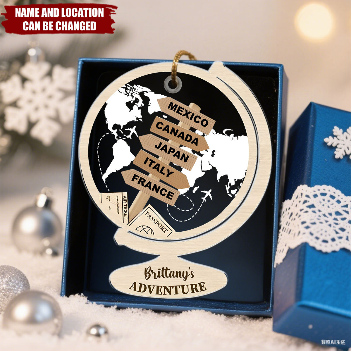 Travel Adventure - Personalized Christmas Acrylic Ornament