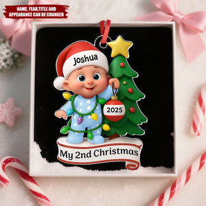 Baby's 1st Christmas Holding Bauble - Personalized Christmas Acrylic Ornament