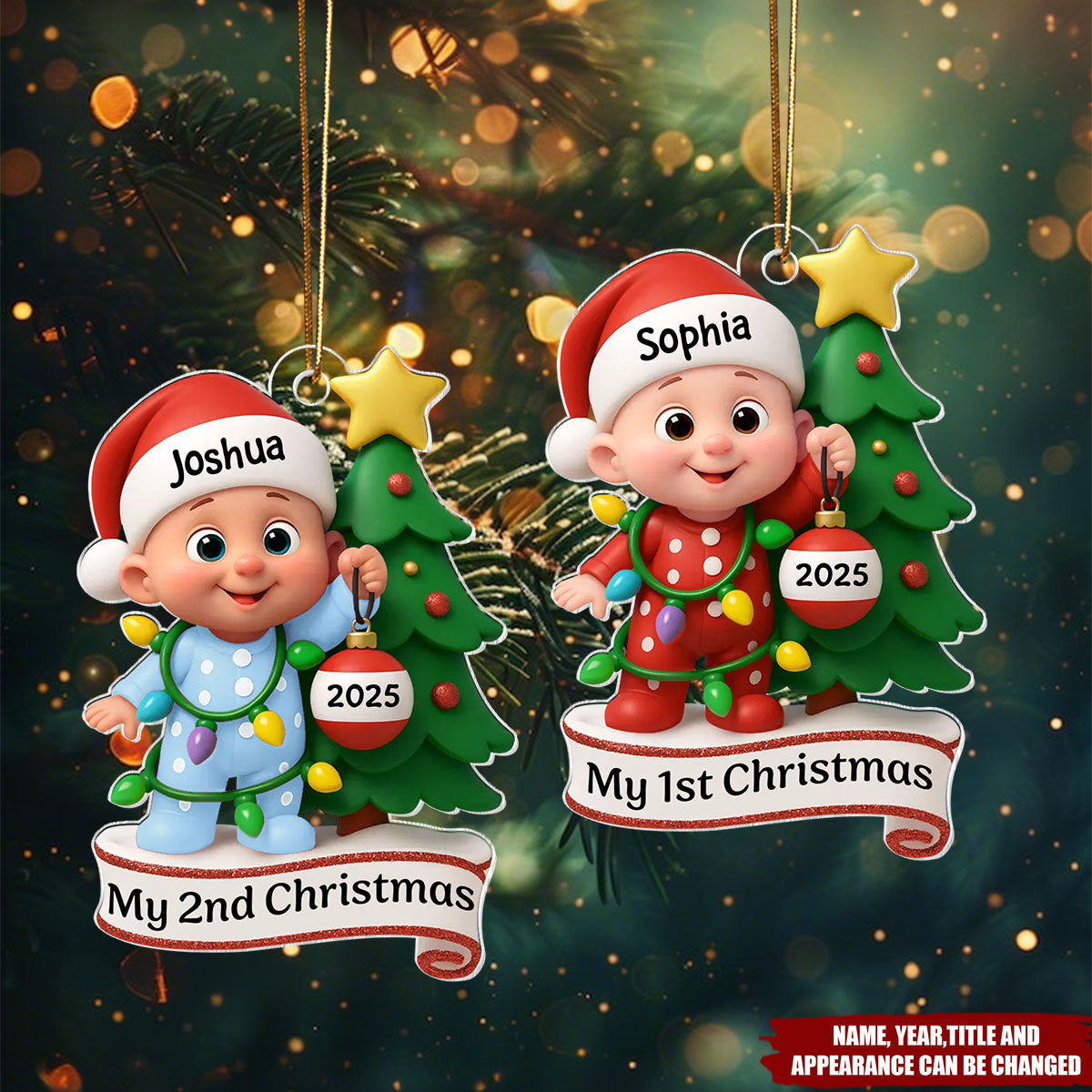 Baby's 1st Christmas Holding Bauble - Personalized Christmas Acrylic Ornament