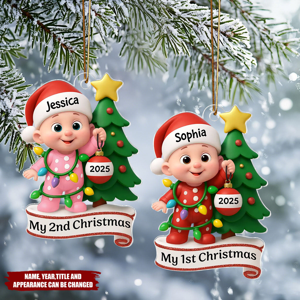 Baby's 1st Christmas Holding Bauble - Personalized Christmas Acrylic Ornament