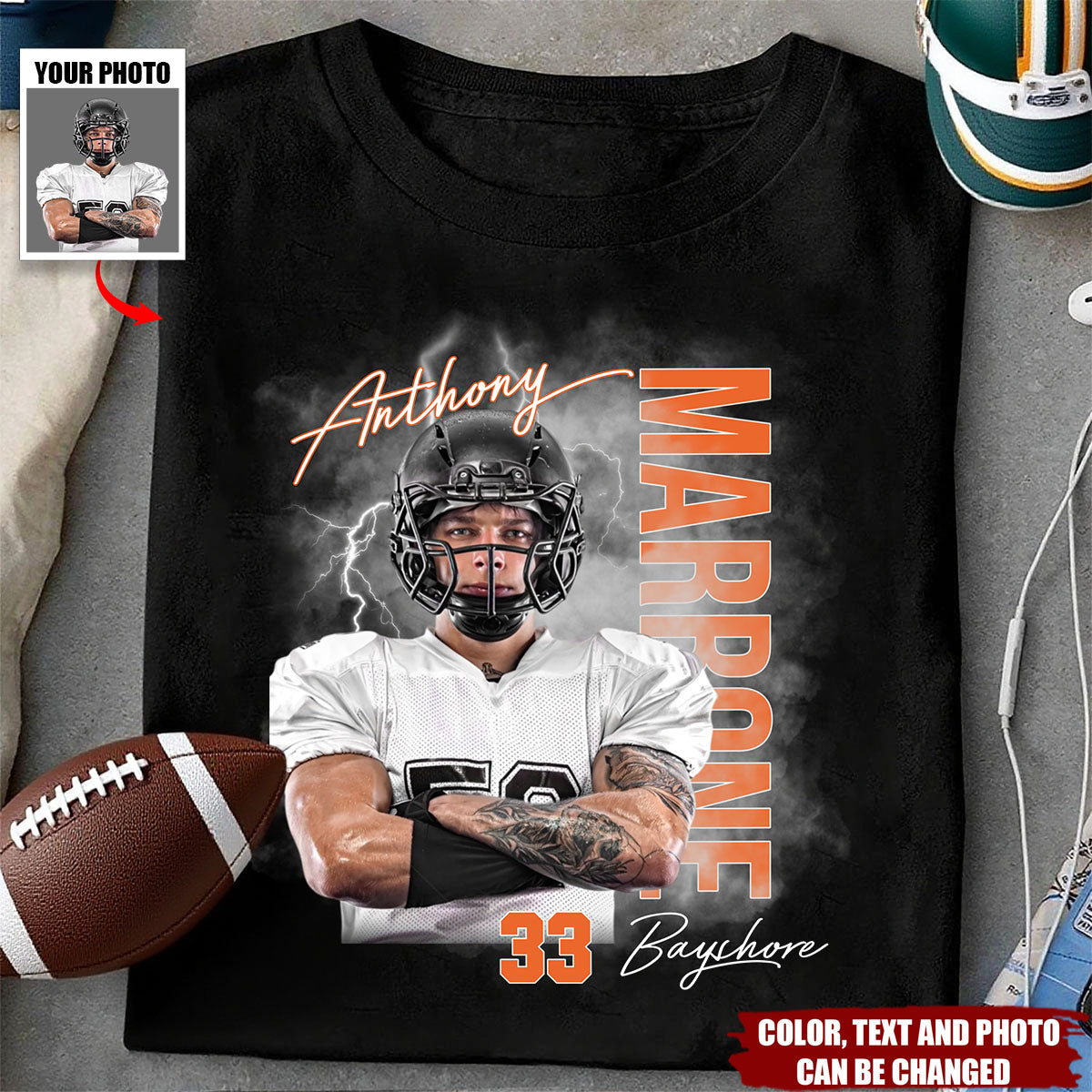 Football Player With Custom Photo - Personalized Pet Shirt, Gift For Football Lovers