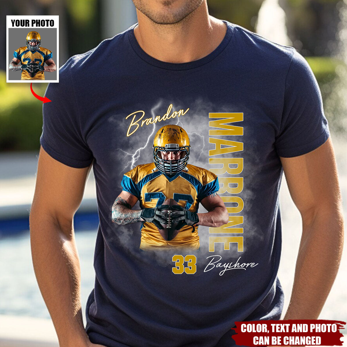 Football Player With Custom Photo - Personalized Pet Shirt, Gift For Football Lovers