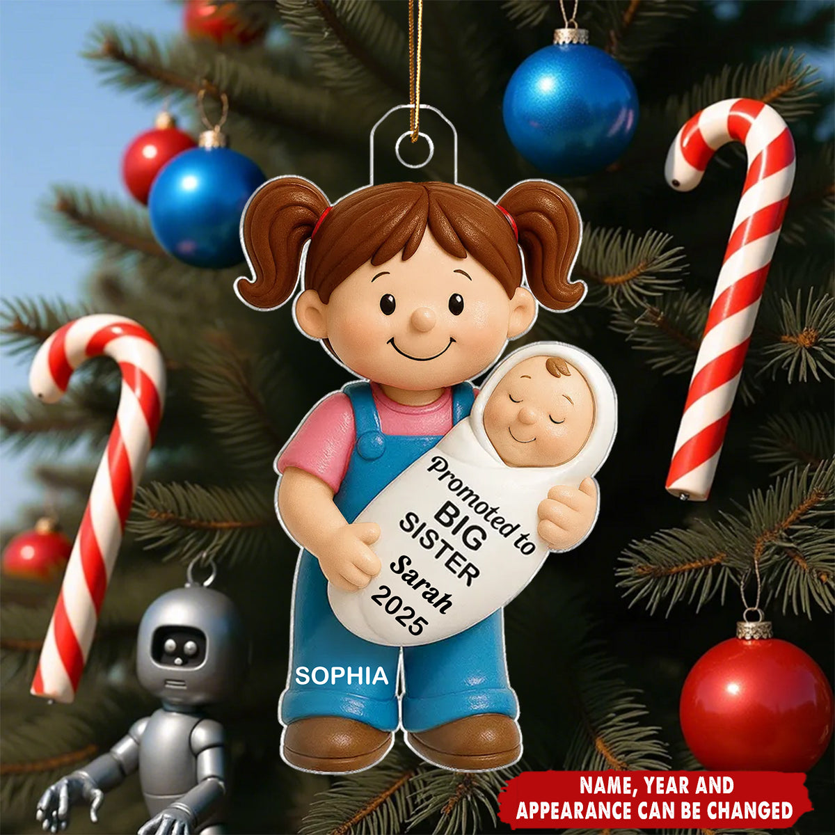 Promoted To Big Sister Big Brother - Personalized Christmas Acrylic Ornament